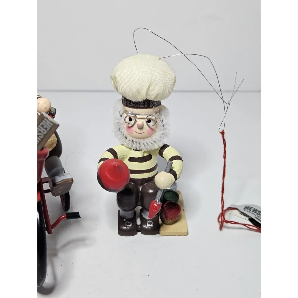 Vintage Kurt Adler Hershey's Chocolate Elf Baker Christmas Ornaments Lot of 2